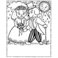 Coloriage Chien et Chat se marient