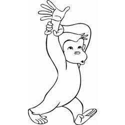 Coloriage Chimpanzé levant un bras en marchant