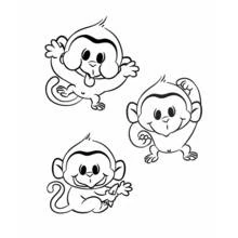 Coloriage Chimpanzé trio joueur