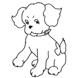 Coloriage Chiot assis aux oreilles tombantes