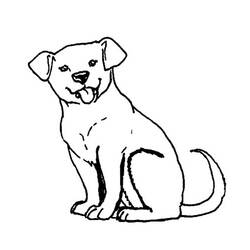 Coloriage Chiot assis la langue tirée