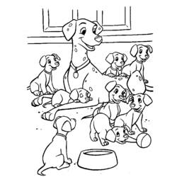 Coloriage Chiot dalmatien avec sa mère et ses frères