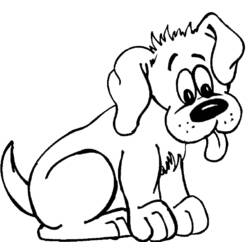 Coloriage Chiot assis la langue tirée