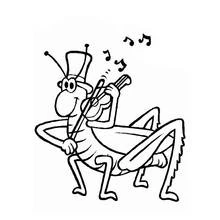 Coloriage Cigale jouant du violon