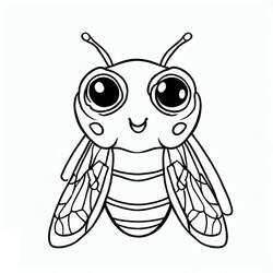 Coloriage Cigale avec gros yeux et abdomen rayé
