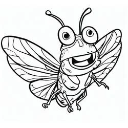 Coloriage Cigale souriante aux ailes largement déployées