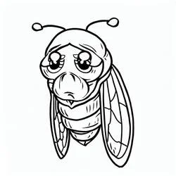 Coloriage Cigale triste aux grands yeux