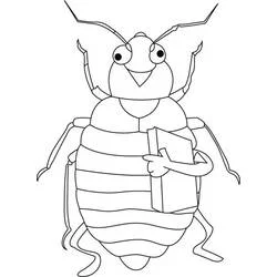 Coloriage Cigale tenant un livre