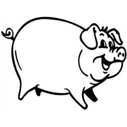 Coloriage Cochon souriant et joyeux