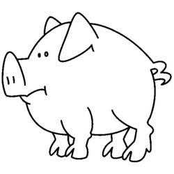 Coloriage Cochon au gros ventre debout