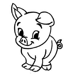 Coloriage Cochon debout avec un sourire