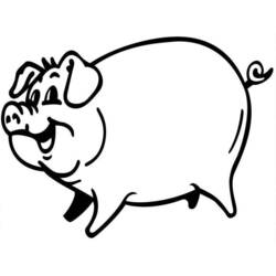 Coloriage Cochon souriant en train de marcher