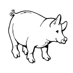 Coloriage Cochon debout à la queue en tire-bouchon