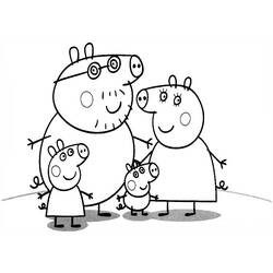 Coloriage Cochon Peppa Pig en famille