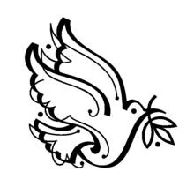 Coloriage Colombe volant avec une branche d'olivier