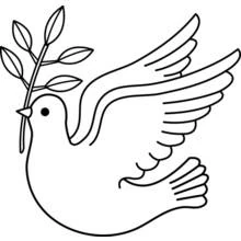 Coloriage Colombe volant avec une branche d'olivier