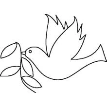Coloriage Colombe portant une branche d'olivier