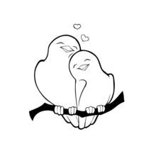 Coloriage Colombe couple câliné sur une branche
