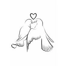 Coloriage Colombe en couple avec un cœur