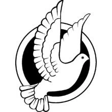 Coloriage Colombe volant devant un cercle