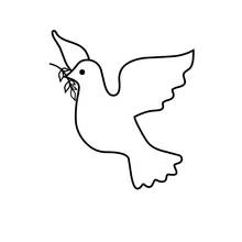 Coloriage Colombe volant avec une branche d'olivier