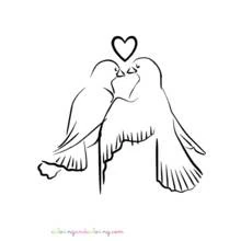 Coloriage Colombe en couple sous un cœur