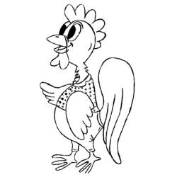 Coloriage Coq portant un gilet à motifs
