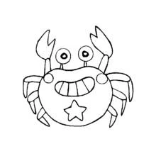 Coloriage Crabe souriant avec une étoile sur le ventre