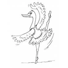 Coloriage Cygne dansant en tutu sur pointes