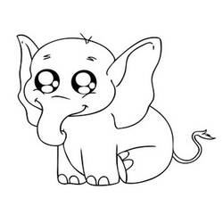 Coloriage Éléphant assis aux grands yeux attendrissants