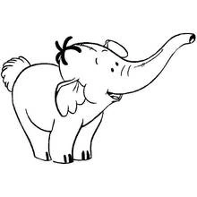 Coloriage Éléphant à la trompe levée en jouant