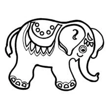 Coloriage Éléphant décoré en train de marcher