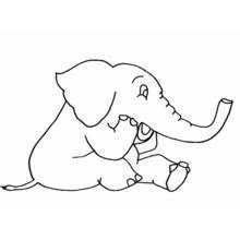 Coloriage Éléphant assis la trompe levée