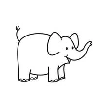 Coloriage Éléphant debout à la trompe enroulée