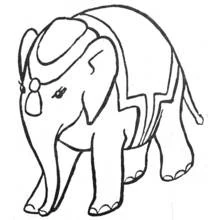 Coloriage Éléphant marchant avec de grandes oreilles