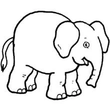 Coloriage Éléphant debout avec sa trompe enroulée