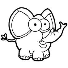 Coloriage Éléphant aux grands yeux rigolos