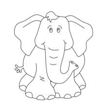 Coloriage Éléphant vu de face avec la trompe relevée