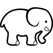 Coloriage Éléphant marchant avec la trompe levée