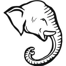 Coloriage Éléphant tête avec trompe enroulée