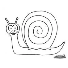 Coloriage Escargot souriant avec sa coquille en spirale