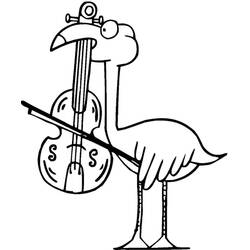 Coloriage Flamant rose joue du violon