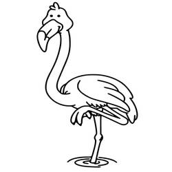 Coloriage Flamant Rose debout sur une patte