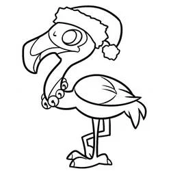 Coloriage Flamant rose avec bonnet de Noël