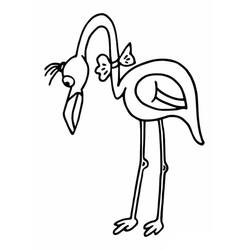 Coloriage Flamant rose avec nœud papillon tenant une crevette