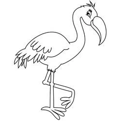 Coloriage Flamant Rose debout sur une patte