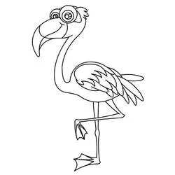 Coloriage Flamant Rose debout sur une patte