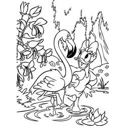 Coloriage Flamant Rose et Daisy Duck au bord de l'eau