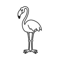 Coloriage Flamant rose debout au cou recourbé