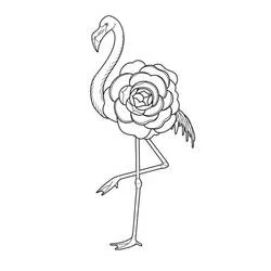 Coloriage Flamant Rose au corps en forme de fleur